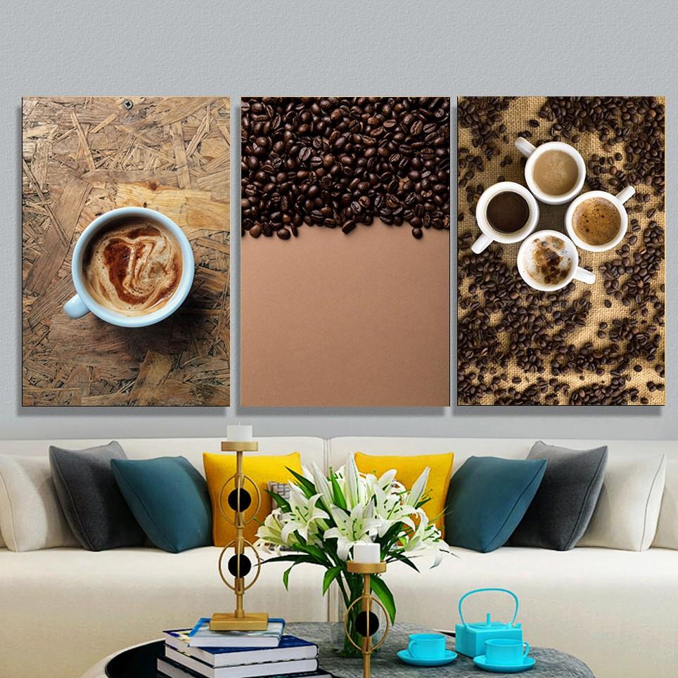 Bộ 3 tranh canvas treo tường trang trí quán cà phê LIN312 - 30 x 45 cm x 3 tranh