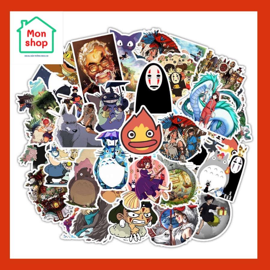 Set 50 Sticker Decal Chống Nước Dễ Thương hình One Piece, Tororo, Vô Diện, Sttch Dán Nón BH, laptop, vali, xe, sổ tay...