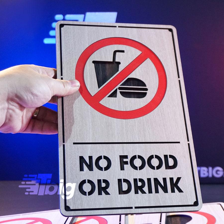 Biển no food or drink (cấm ăn uống) TC06 cắt laser có sẵn keo dán tường