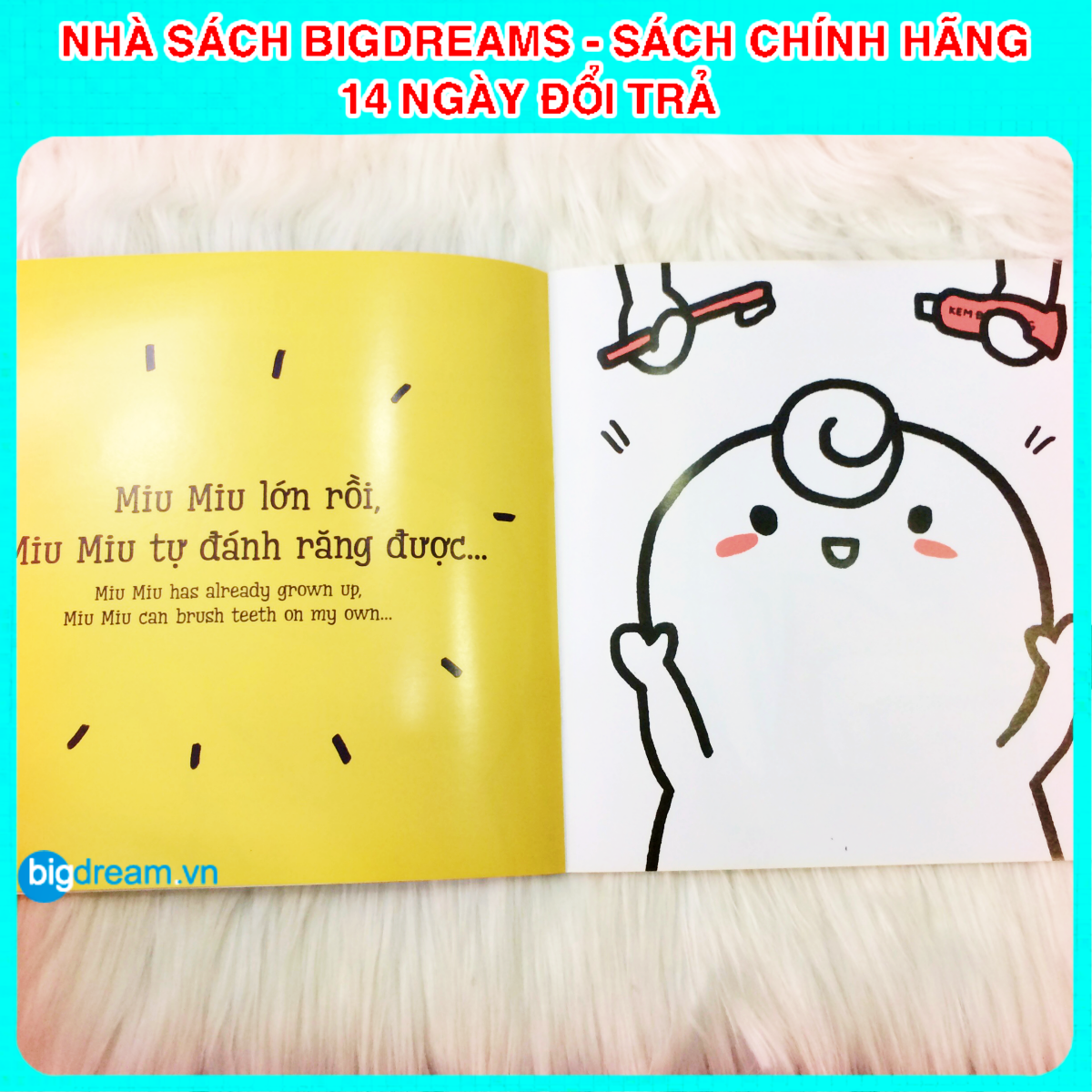 BẢN MỚI SONG NGỮ Miu Miu Tự Lập - Đánh Răng Ehon Kĩ Năng Sống Cho Bé 1-6 Tuổi (Phần 1) Miu miu hiểu chuyện Miu bé nhỏ