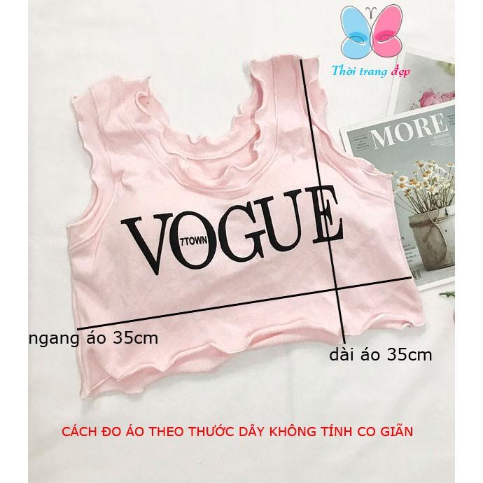 Áo Thun sát nách cho Nữ dáng Croptop từ 35-45kg in chữ vogue - AONU15