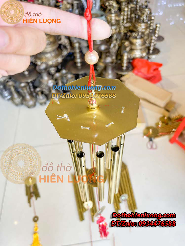 Chuông Gió Bát Quái 8 Ống Bằng Đồng Nguyên Chất Các Cỡ - Đồ Thờ Hiên Lượng