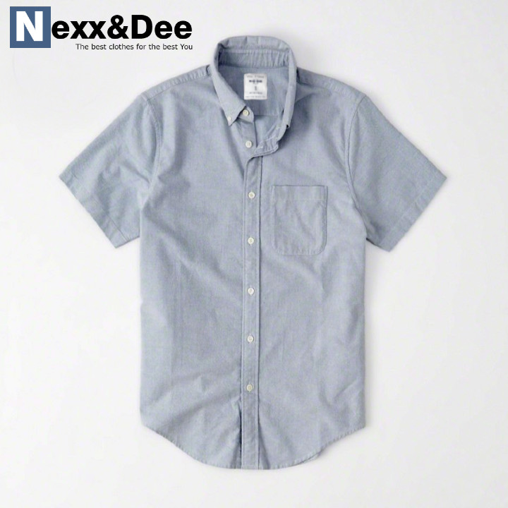 Áo sơ mi nam tay ngắn trắng công sở vải oxford denim có túi cao cấp SM04