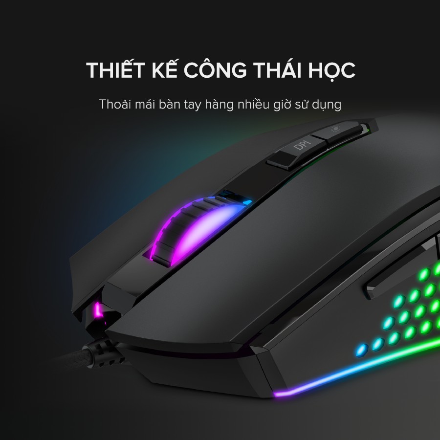 Chuột Gaming Có Dây HAVIT MS814 Thiết Kế Công Thái Học,  6 Chế Độ DPI, Tích Hợp 7 Nút Điều Chỉnh - Hàng Chính Hãng