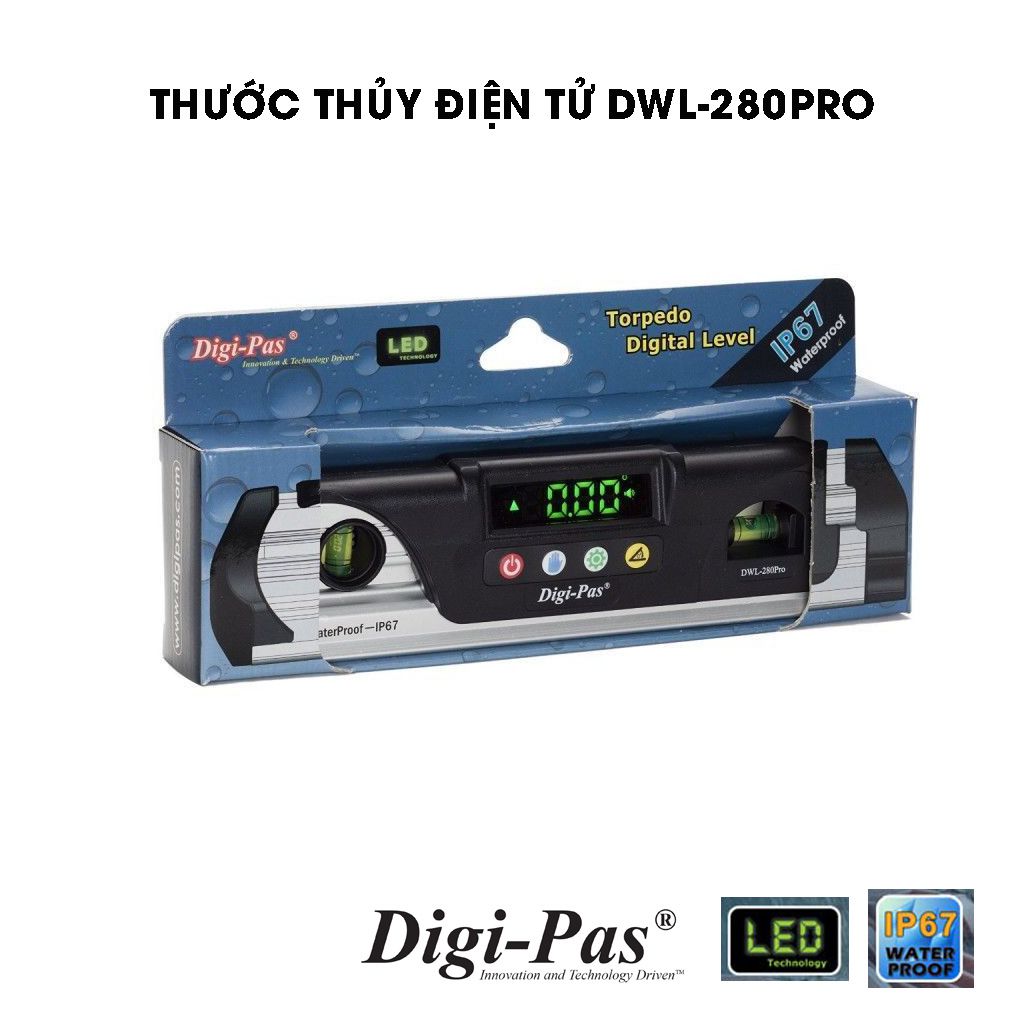 Thước thủy điện tử 230mm Digipas DWL-280pro