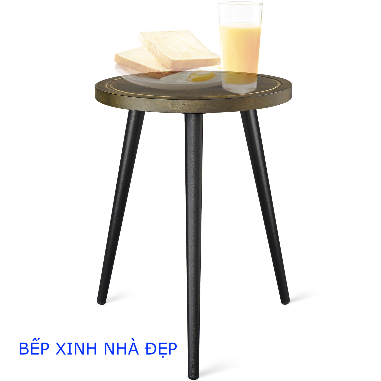 Bàn Kê Đầu Giường, Bàn Trà + Coffee, Đôn Gỗ. Kệ Để Chậu hoa, mặt 30cm, chân CÔN tháo rời bằng thép không gỉ Cao 40cm