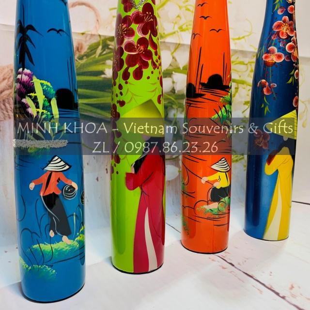 Lọ Hoa Chai Sơn Mài Hoa Đào 30 Cm - Vietnamese Lacquer Vase