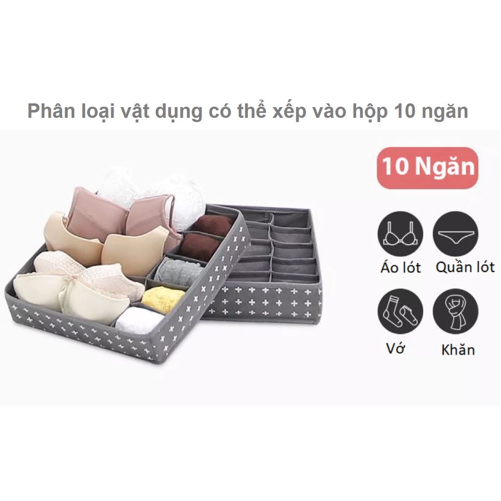 Hộp vải đựng đồ lót Ollyhome chia ngăn đựng đồ chất liệu vải không dệt phong cách Hàn Quốc - Khay đựng đồ lót tất vớ đa năng