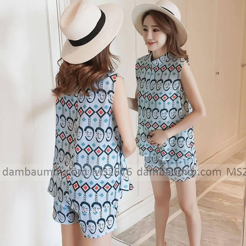 Set áo bầu, quần bầu thời trang sát nách họa tiết Ms2676