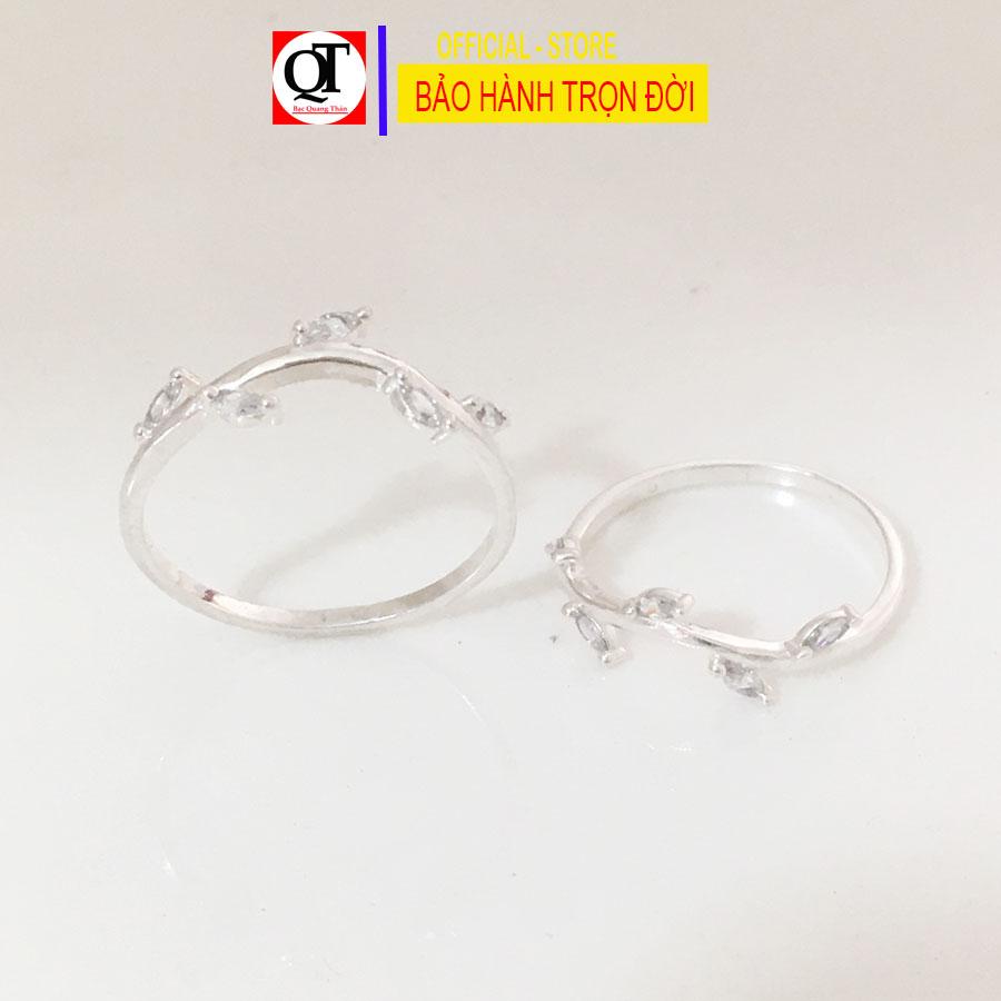 Nhẫn nữ bạc bản nhỏ phong cách styl đính đá cao cấp chất liệu bạc ta kiểu dáng thời trang có hộp đựng Bạc Quang Thản - Q