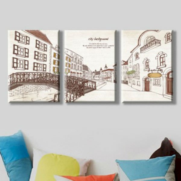 Bộ 3 Tranh Treo Tường Phòng Khách "City Background" - W153