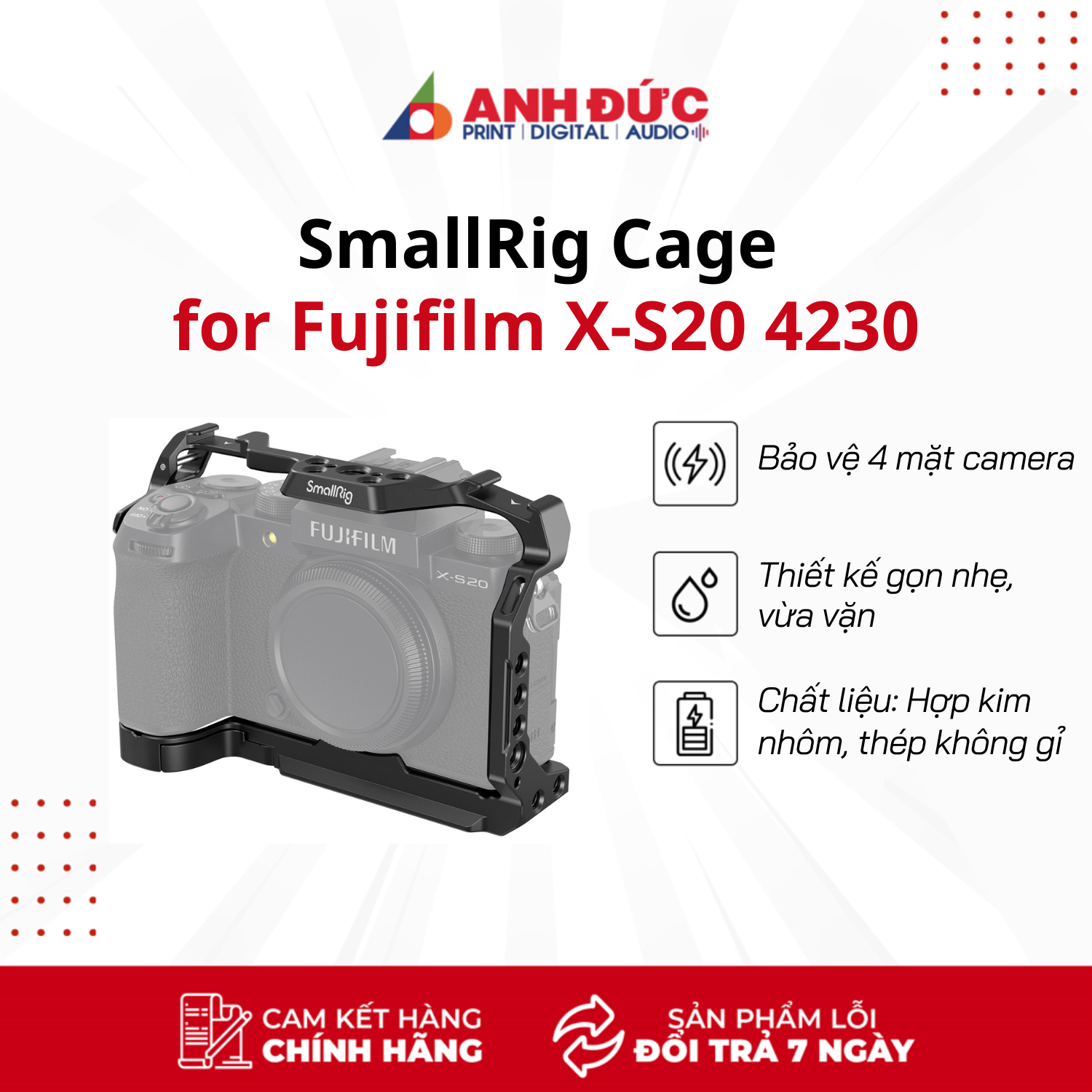 Khung máy ảnh SmallRig Cage for Fujifilm X-S20 4230 - Hàng nhập khẩu