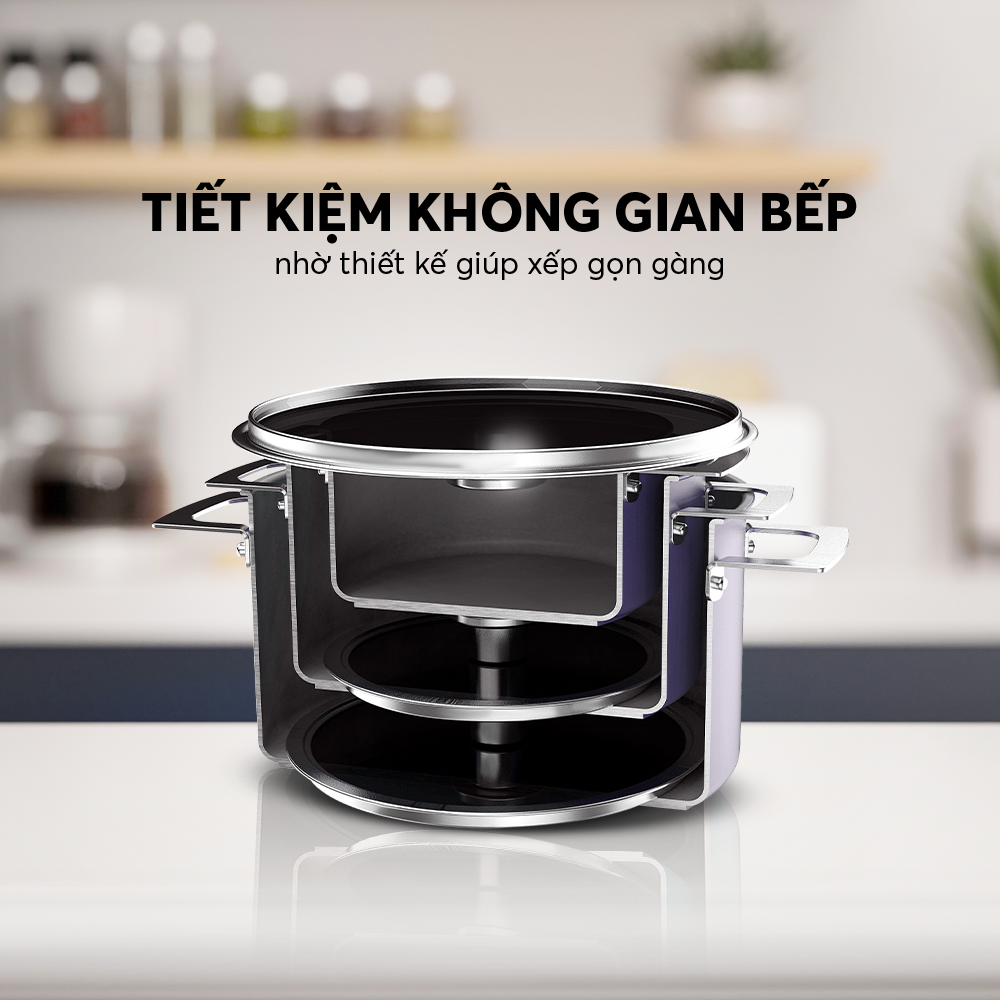 Bộ nồi Inox liền khối Elmich Hera EL-8190 size 16, 20, 22cm