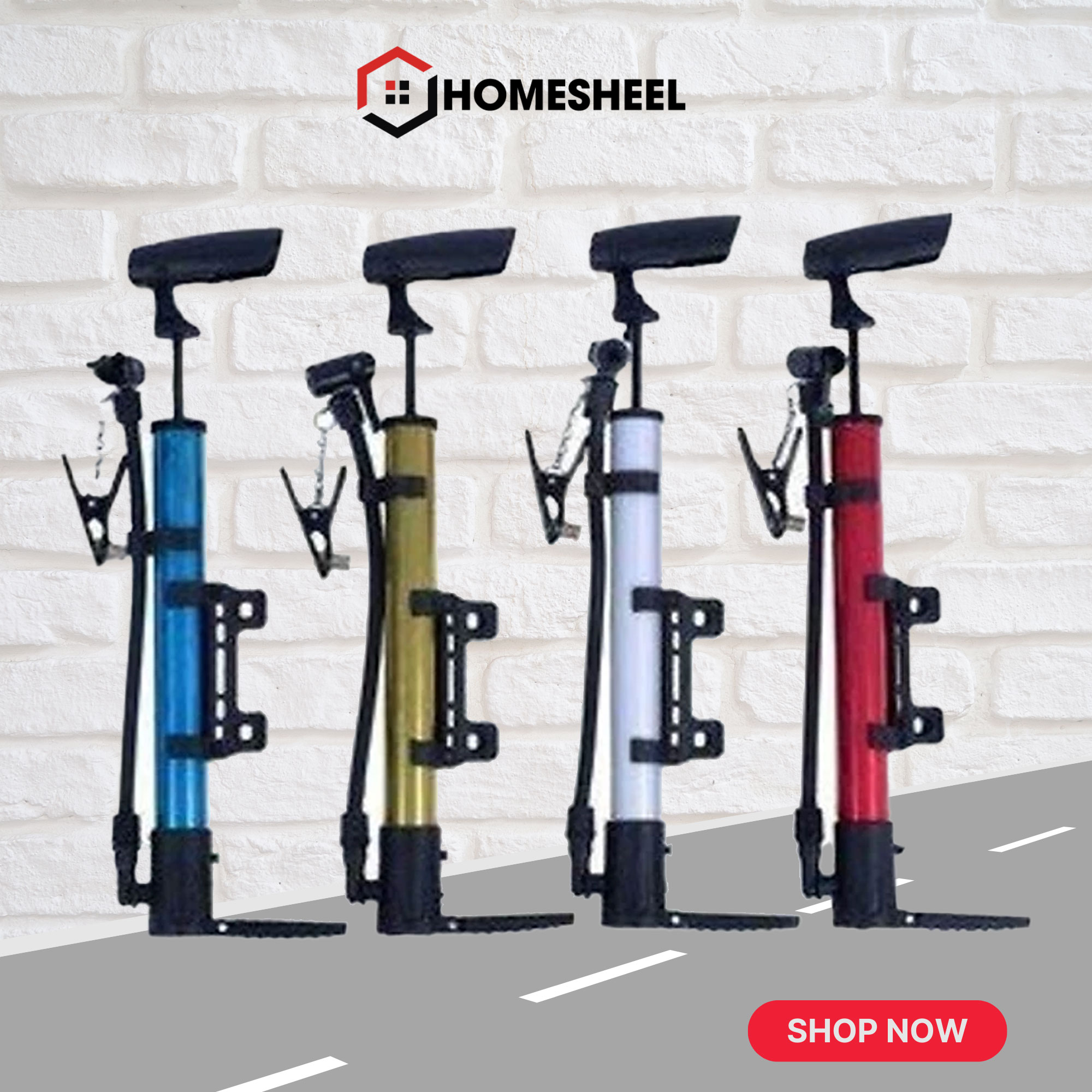 Bơm xe đạp Homesheel mini, bơm xe máy mini HSB1
