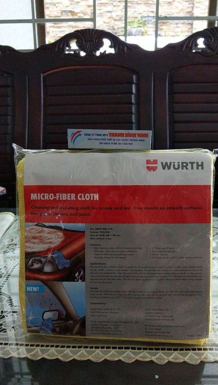 COMBO 4 KHĂN LAU XE Ô TÔ CHUYÊN DỤNG WURTH MICROFIBER TOWEL SIZE 40X40CM