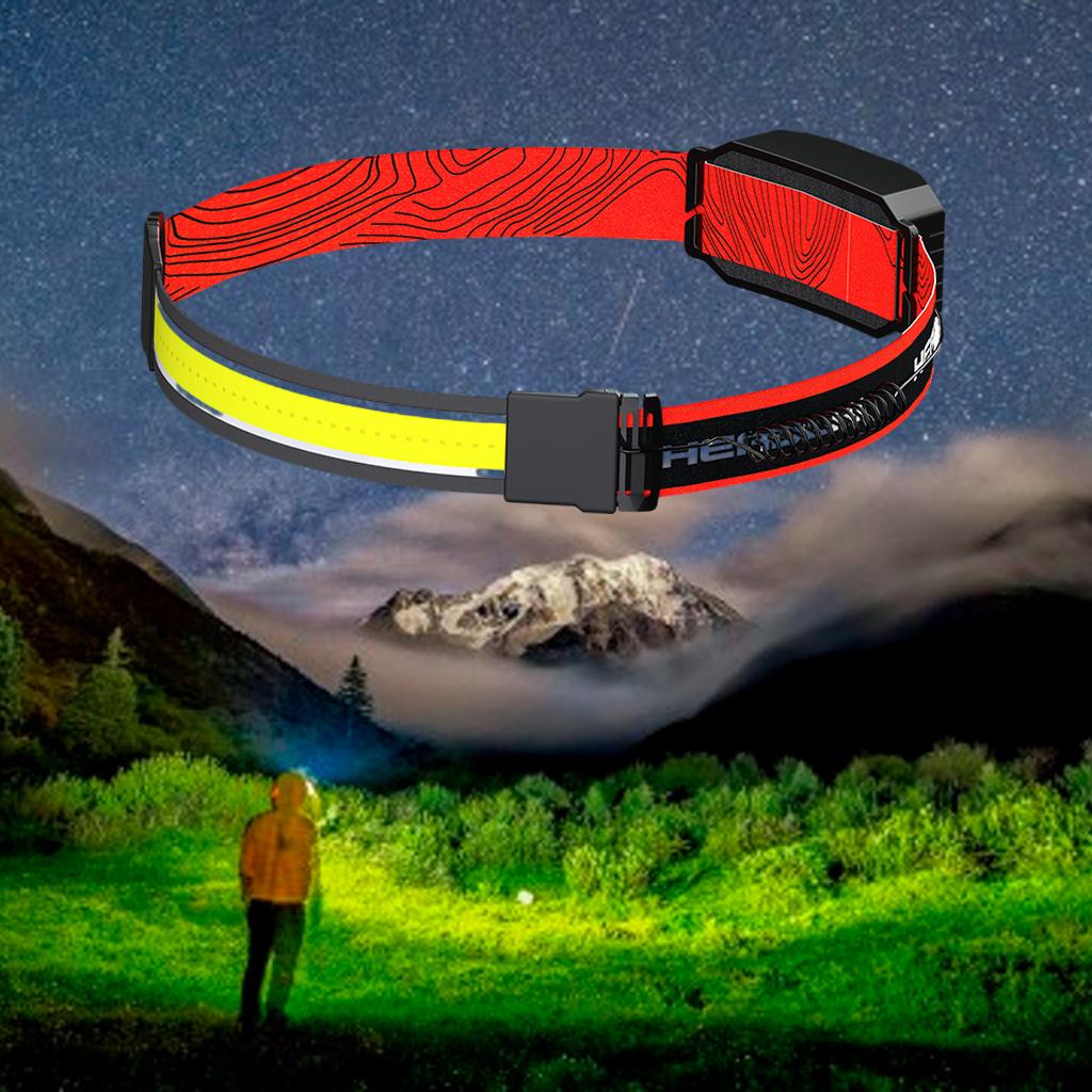 LED Head Torch with 3 Lighting Modes, USB Rechargeable/Battery Headlamp, Lightweight COB Headlight, Waterproof Flashlight for Camping Fishing Running