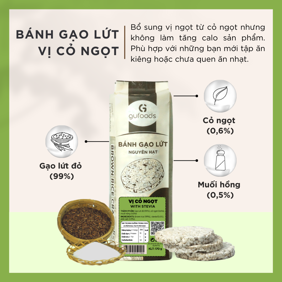 Bánh gạo lứt ăn kiêng, tập GYM GUfoods