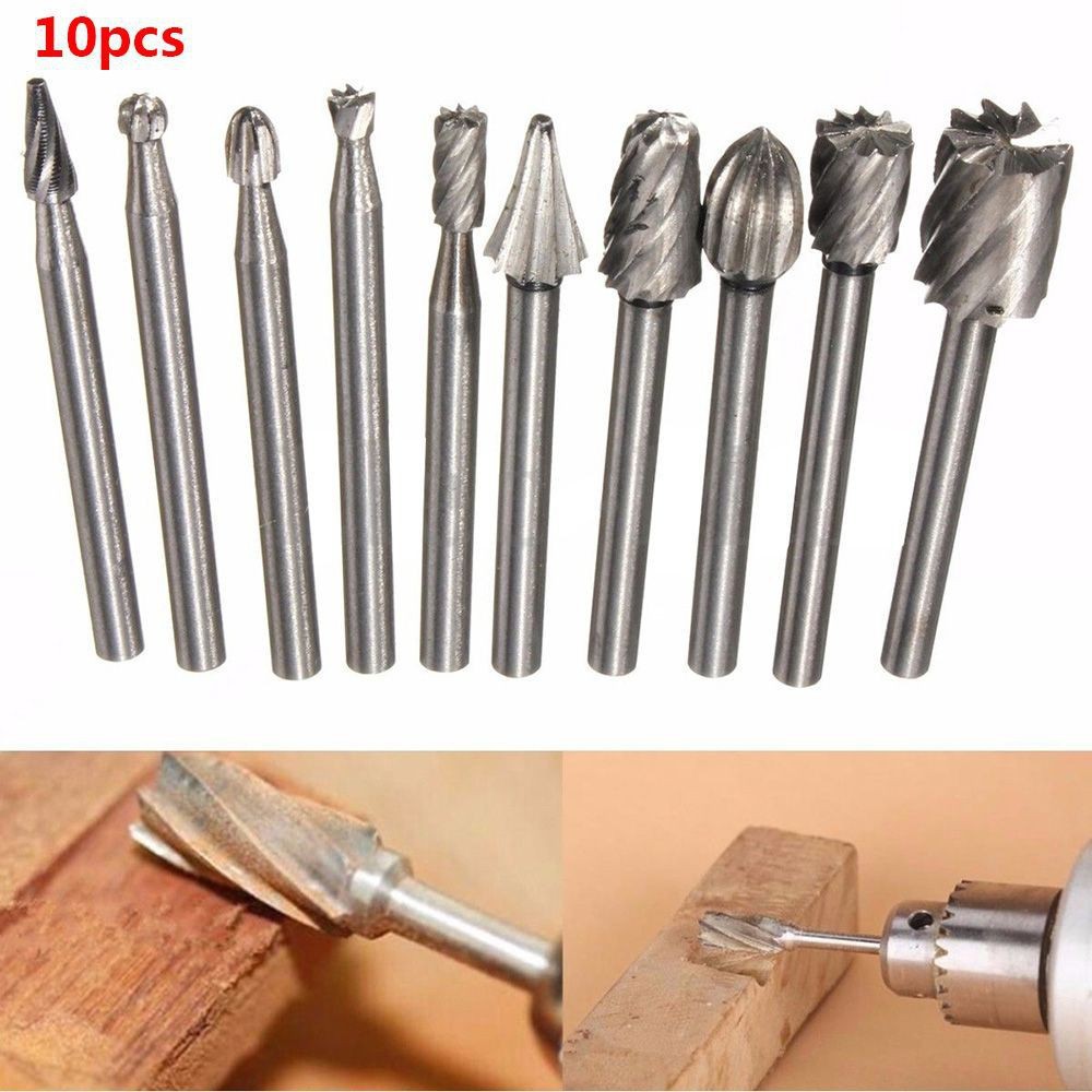 Bộ 10 đầu mài khắc gỗ, phay, đánh bóng chuôi 3mm - Mũi mài mini