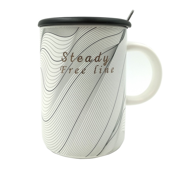 Ly Sứ Có Nắp Kèm Thìa Y177 - Steady Free Line