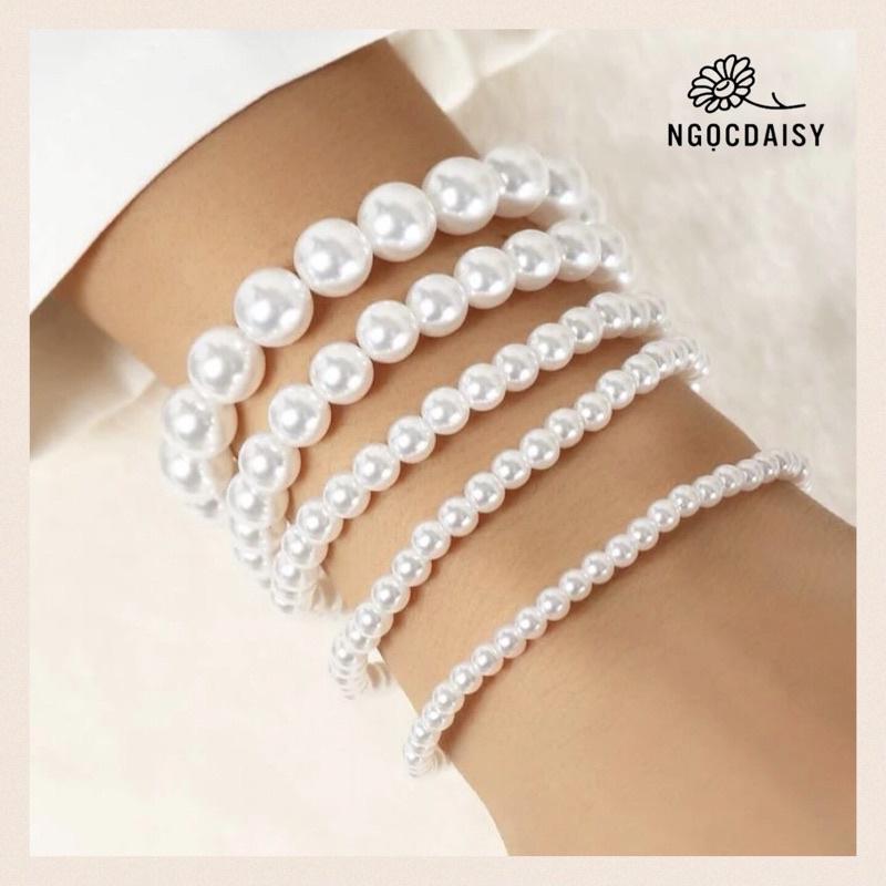 N69 bộ 5 Vòng tay hạt Ngọc Đài Loan sang trọng handmade