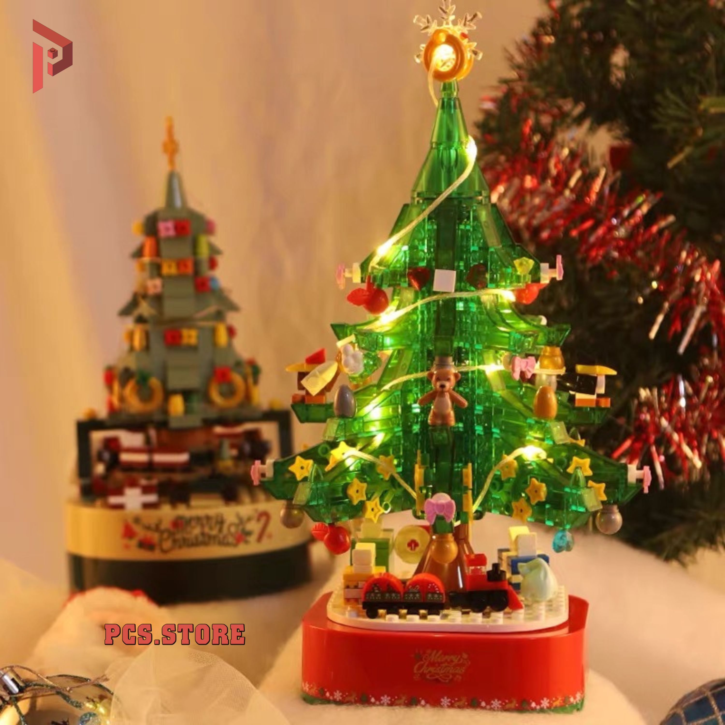 Đồ Chơi Lắp Ráp Mô Hình Hộp Nhạc Cây Thông Noel Xanh - PCS STORE