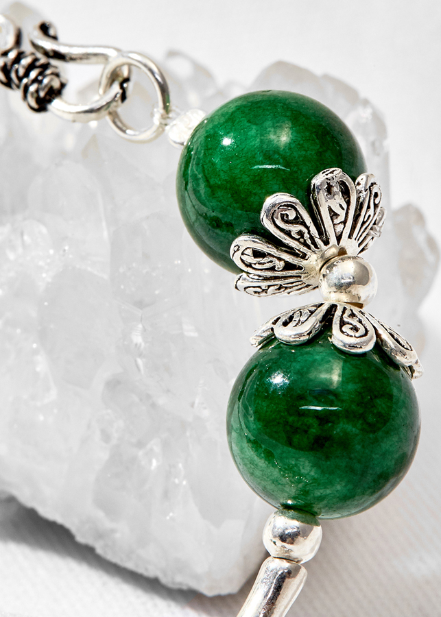 Vòng tay cẩm thạch sơn thủy phối hồ ly Ngọc Quý Gemstones