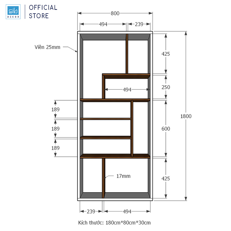 Kệ Sách Gỗ SIB Decor Nhiều Ngăn Màu Trắng Phối Vân Gỗ Nâu Đẹp Tinh Tế Và Hiện Đại, Để Sách Vở, Tranh Ảnh Và Vật Dụng Trang Trí