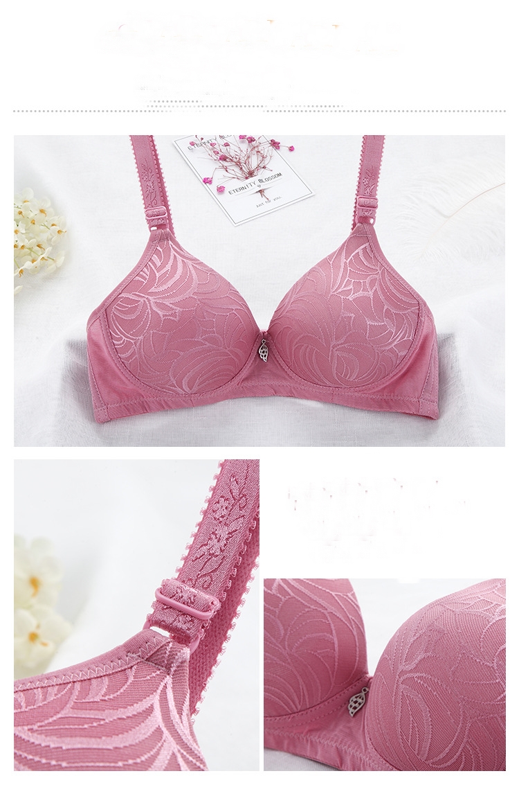 Áo lót trơn không gọng mút đệm vừa cotton thêu vân gân lá