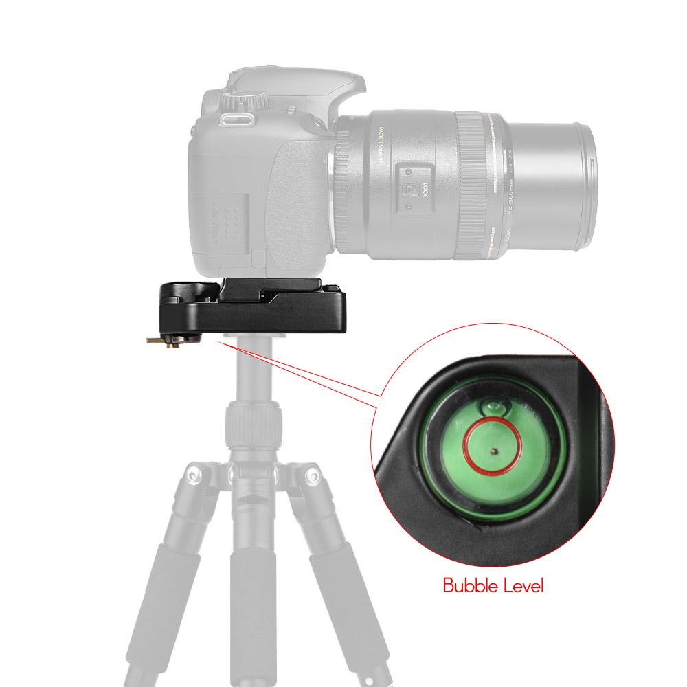 Quick Release Plate Clamp Adapter with QR Plate 1/4 inch Screw 1/4 & 3/8 inch Screw Hole Bubble Level for Tripod DSLR