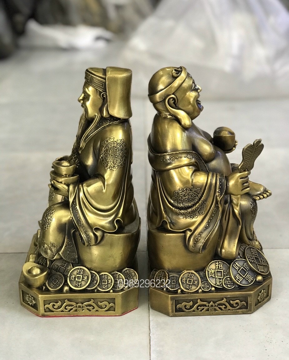 Tượng Thần Tài , Ông Địa cỡ lớn cao 30cm bằng đồng vàng