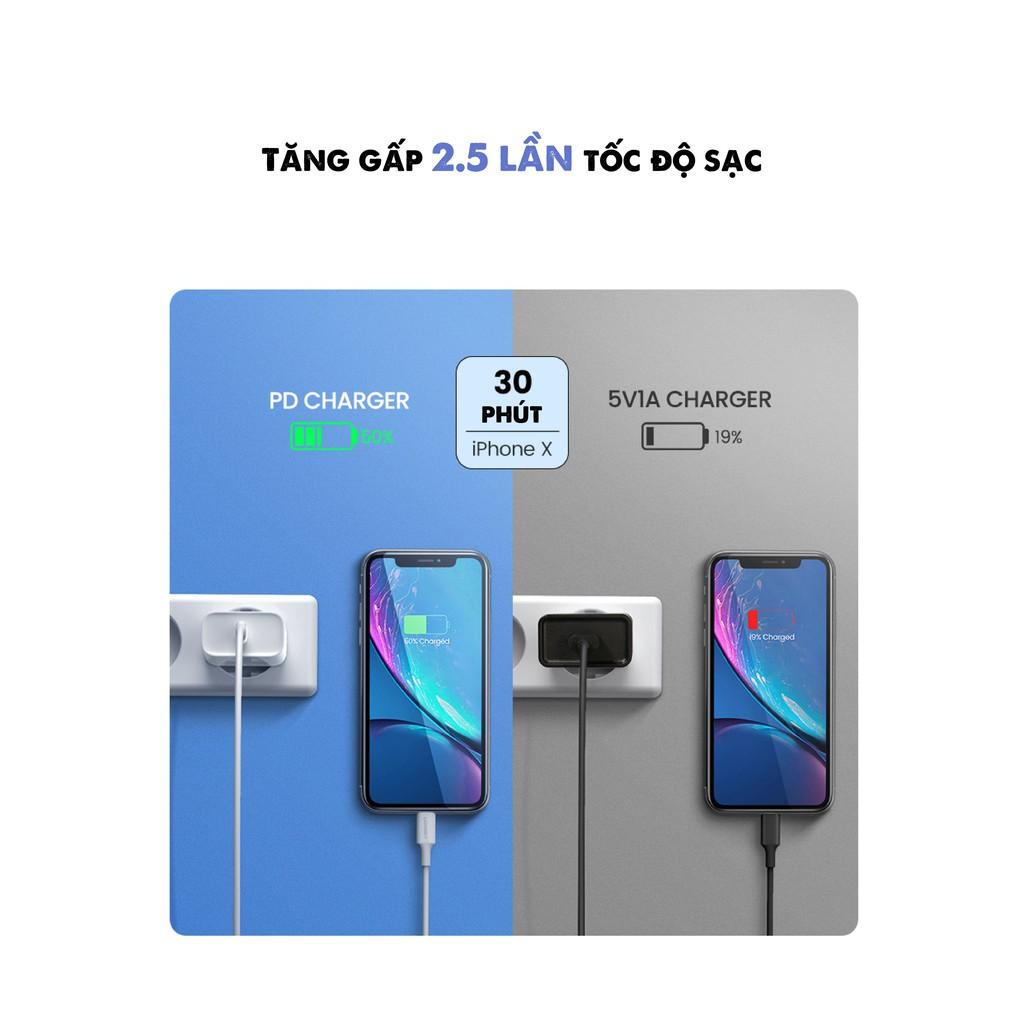 Sạc nhanh  UGREEN CD137 60450 1 cổng USB Type C hỗ trợ PD QC 4.0 3.0 tối đa 18W cho iPhone 12 / Samsung / Xiaomi- Hàng chính hãng