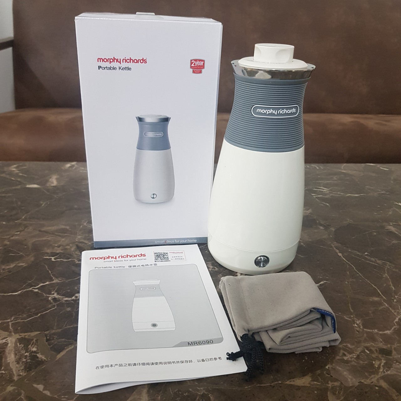 Bình đun nước siêu tốc kiêm giữ nhiệt Morphy Richards MR6090, dung tích 400ml, công suất 700W - Hàng chính hãng, bảo hành 24 tháng