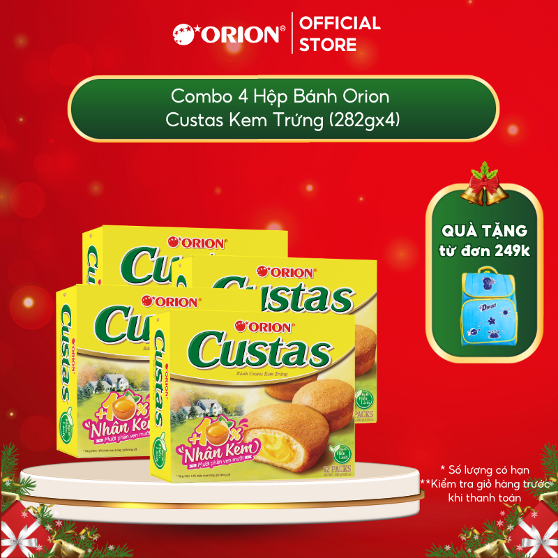Combo 4 hộp bánh Custas Orion vị kem trứng