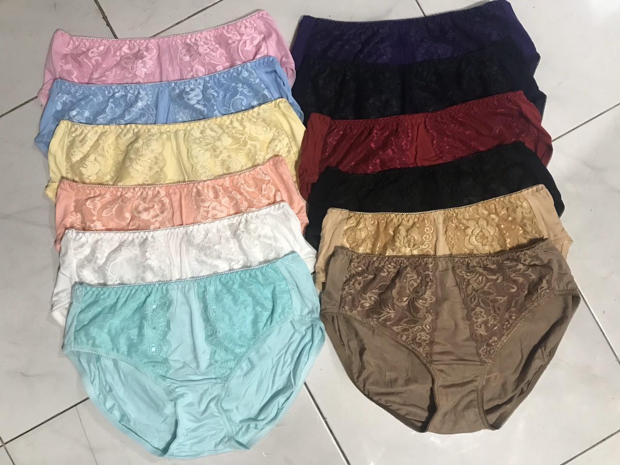 Sét 10 quần lót nữ BIG SIZE Thun cotton Cạp cao ren trước Hàng Việt Nam