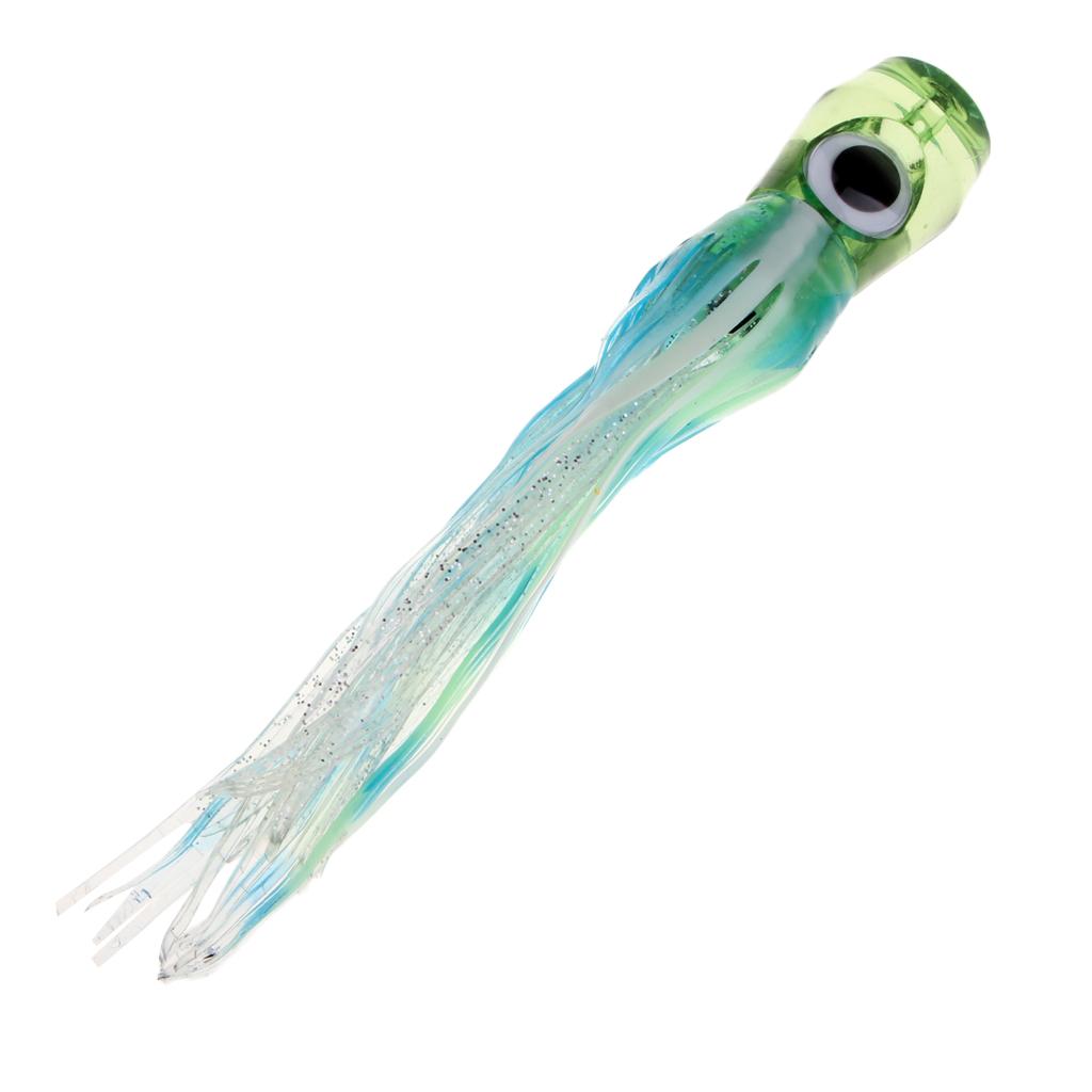 5pcs 3D Eye Jet Head Trolling Skirt Lure Soft Octopus Squid Bait Offshore