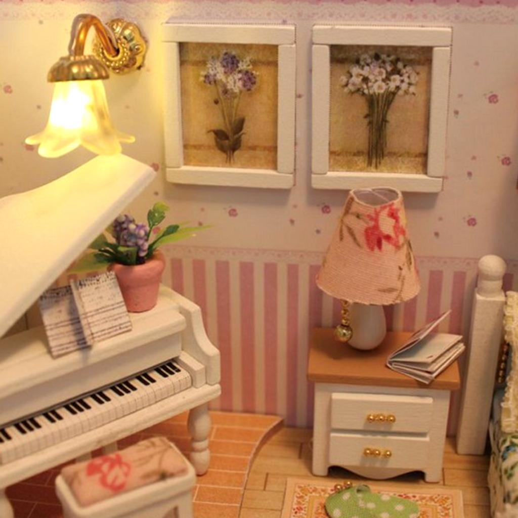 1:24 Scale DIY Wooden Miniature Dollhouse Furniture with LED Light, Creative Gift for Women Girls, and Lovers - Because of You