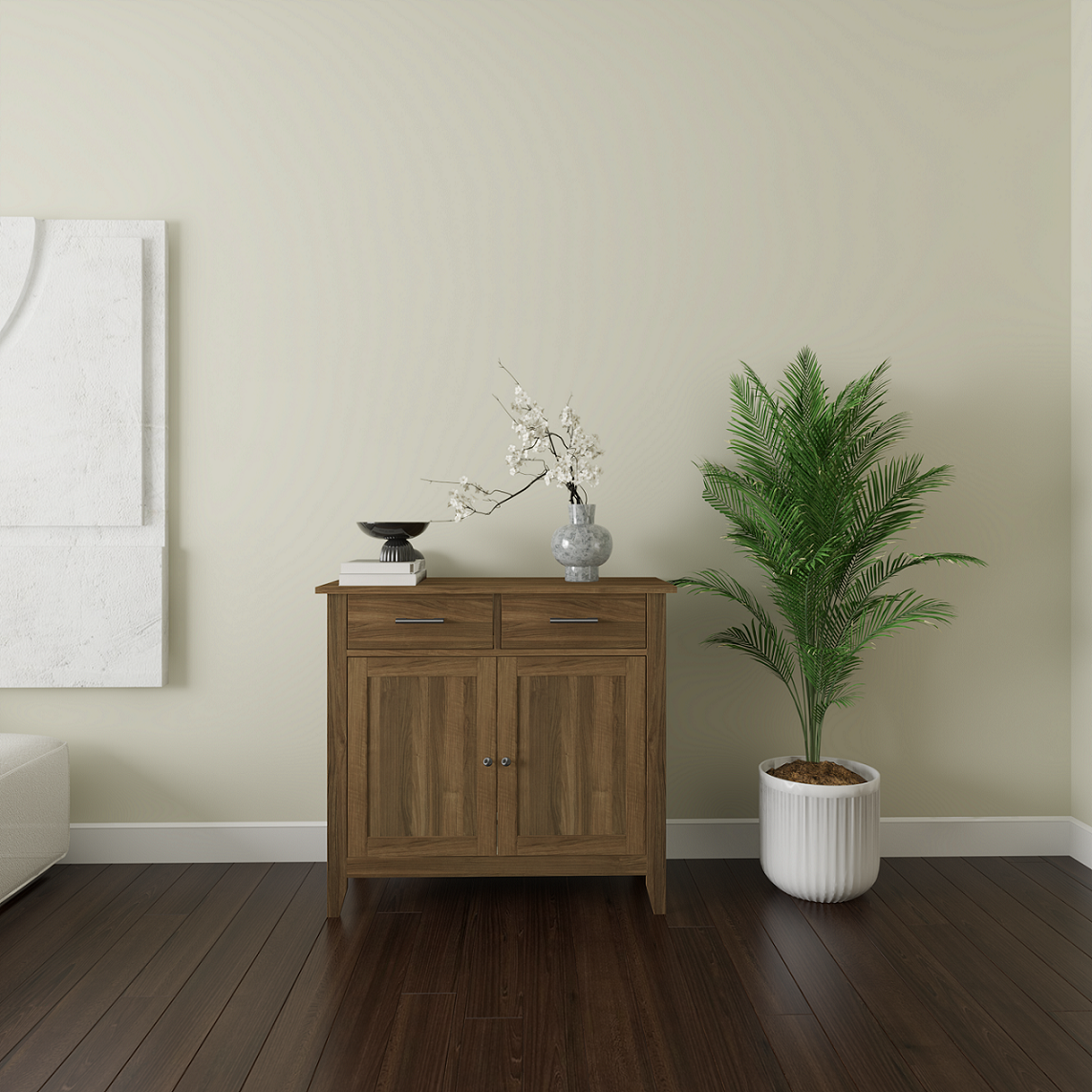 CANA, Tủ đựng đồ 2 ngăn kéo - 2 cửa mở , 91cm x 40cm x 84cm , THK_001