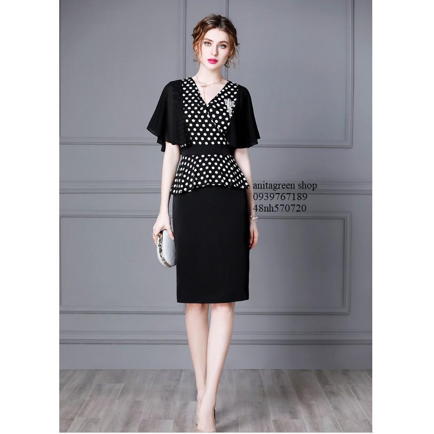 Nh570720-ĐẦM BODY PEPLUM CHẤM BI