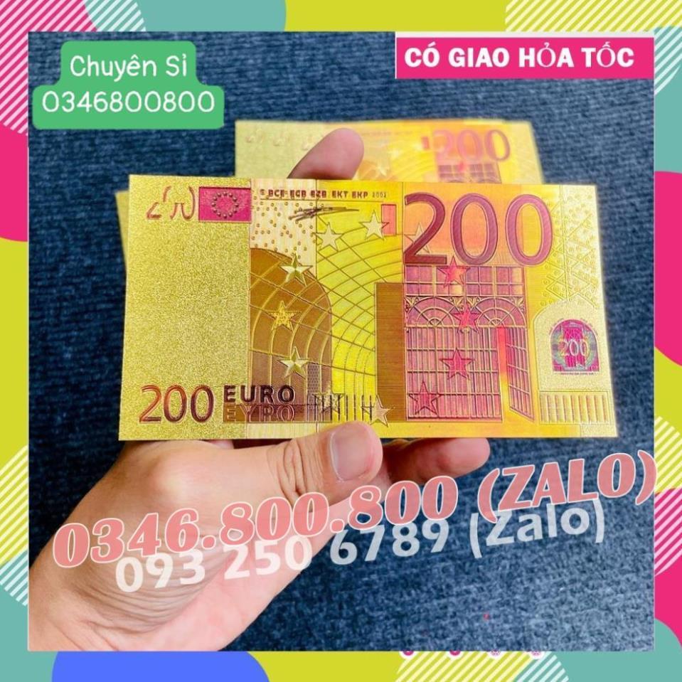 Tờ Tiền Kỉ Niệm 200 EURO Plastic Mạ Vàng Lì Xì Tết May Mắn