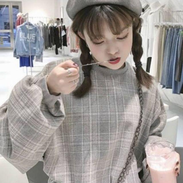 Áo ulzzang form rộng màu lưới tay phồng