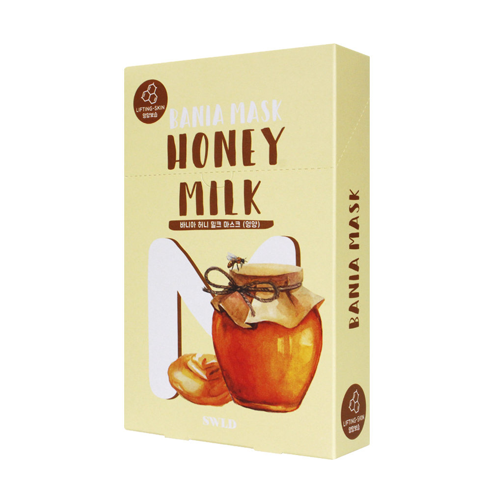 Mặt nạ dưỡng da chiết xuất mật ong SWLD Bania Mask Honey Milk - Hộp 10 miếng