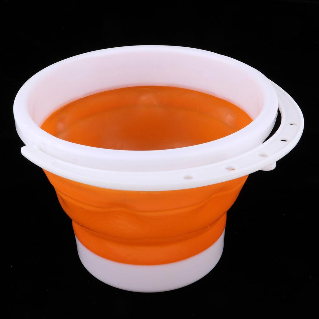 Folding Collapsible Silicone Water Bucket Outdoor Basin S Orange