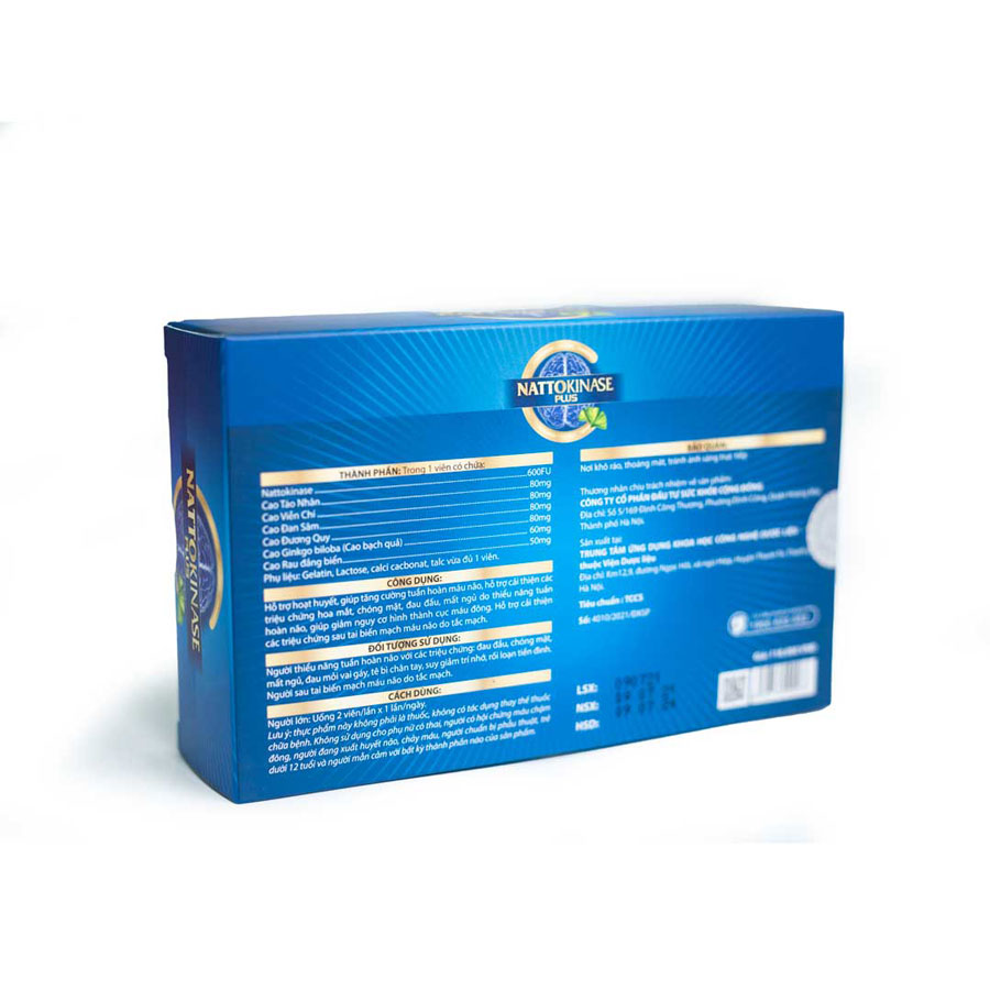 Thực phẩm bảo vệ sức khỏe Nattokinase Plus Viện Dược Liệu Hỗ trợ phòng ngừa tai biến, đột quỵ