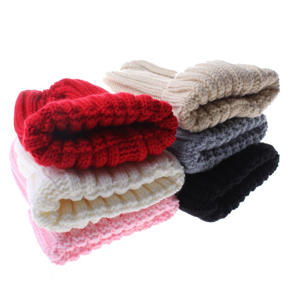 Baby Unisex Winter Warm Faux Double Fur Pom Bobble Knit Beanie Hat Cap