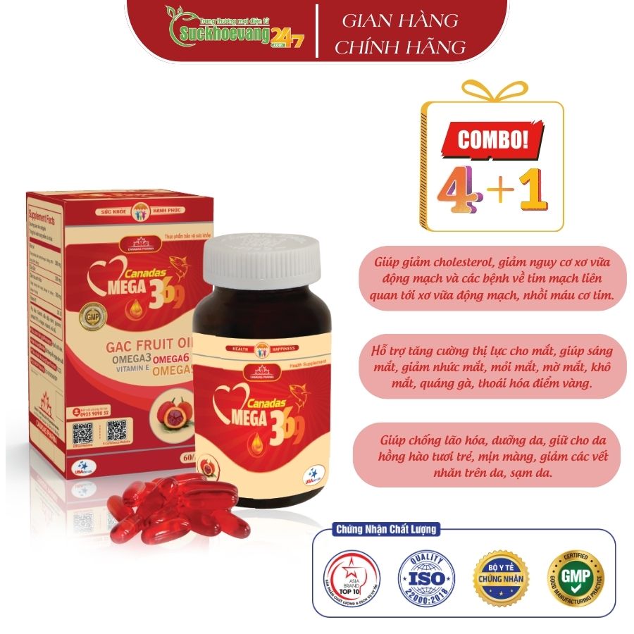 Viên uống Canadas Omega 3.6.9 bổ mắt, đẹp da, chống lão hóa, tốt cho tim mạch - Hộp 60 viên.