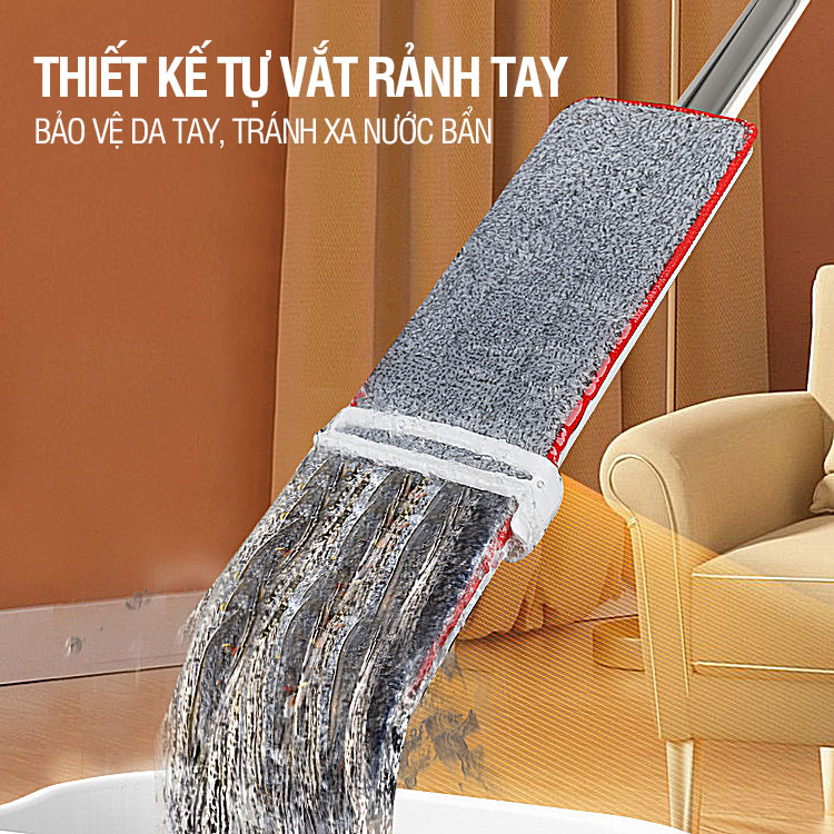 Cây lau nhà tự vắt phun sương xoay 360 độ lau sạch khô nhanh - OKwife Spray Mop