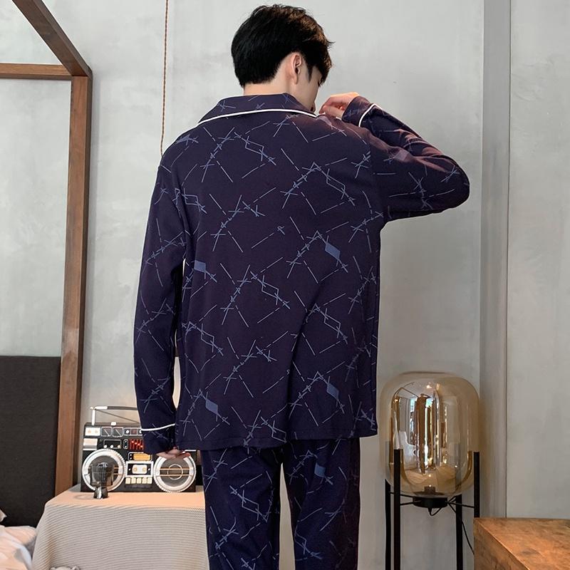 3658 - Bộ Pijama dài tay cao cấp màu xanh than họa tiết chìm độc lạ, L-3XL
