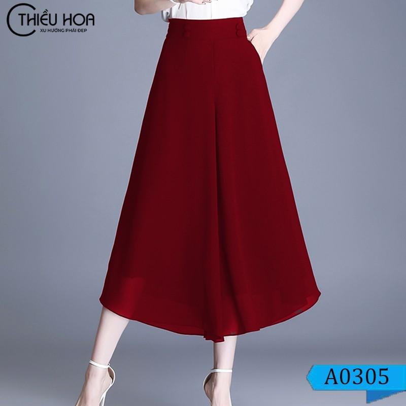 Quần Chiffon nữ chất liệu mềm mịn mặc thoáng mát lên phom sang trọng trẻ trung THIỀU HOA QD1A0305