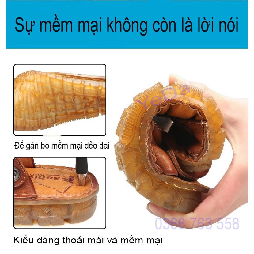 Giày Sandal công sở da bò thật giản dị đế mềm êm thoáng khí kiểu dáng Hàn Quốc