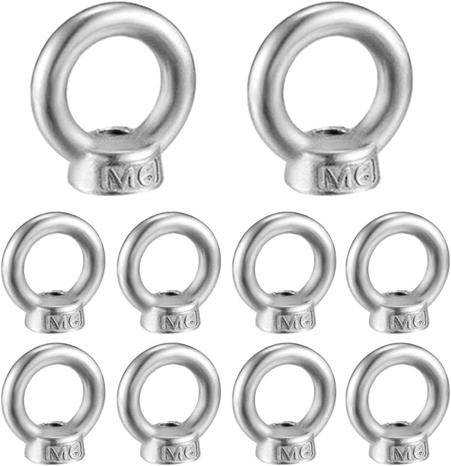 M6 Vòng Đai Ốc 10 Chiếc Thép Không Gỉ 304 Ren Nâng Mắt Hạt Mắt Hạt Nâng Phụ Kiện